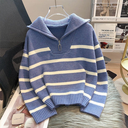 Cozy Women's Soft Striped Winter Sweater