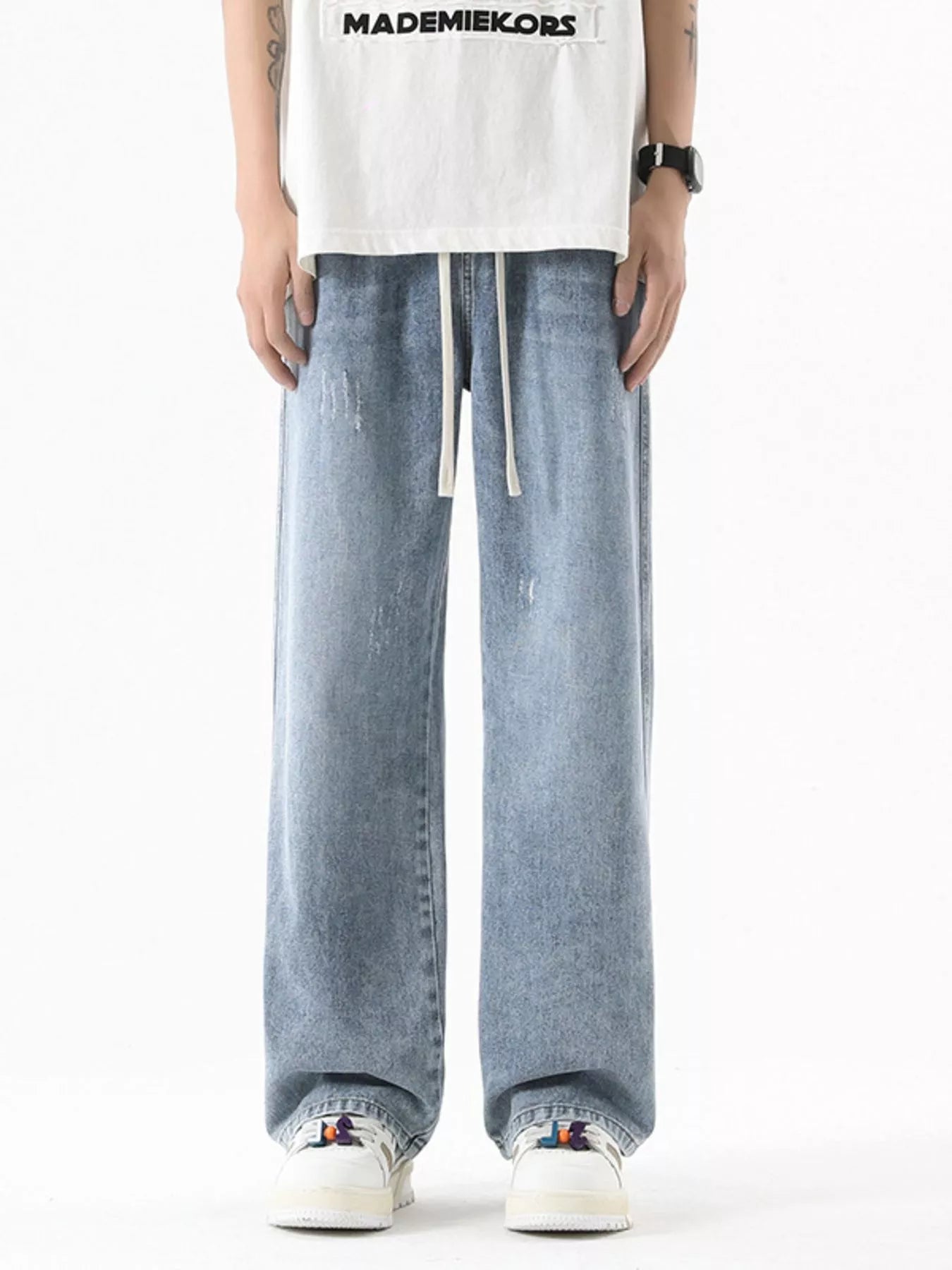 Relaxed Fit Loose Leg Jeans for Men Plus Size