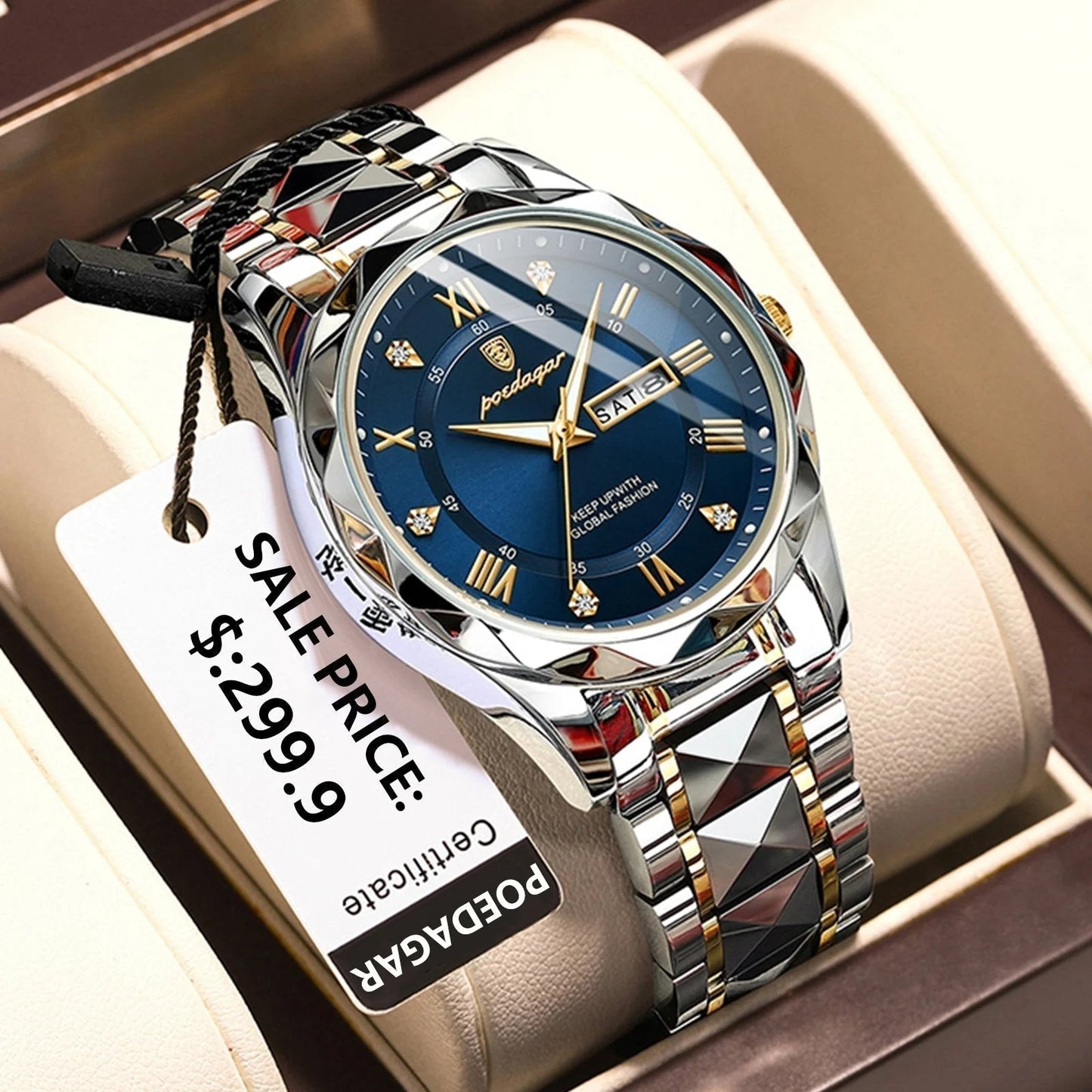 Waterproof Men's Sports Watch with Glow in Dark Face