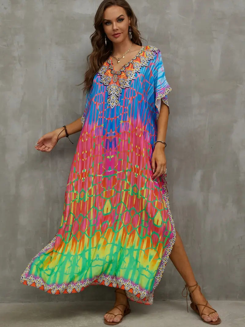 Relaxed Fit V-Neck Sundress for Women - BritishElegance
