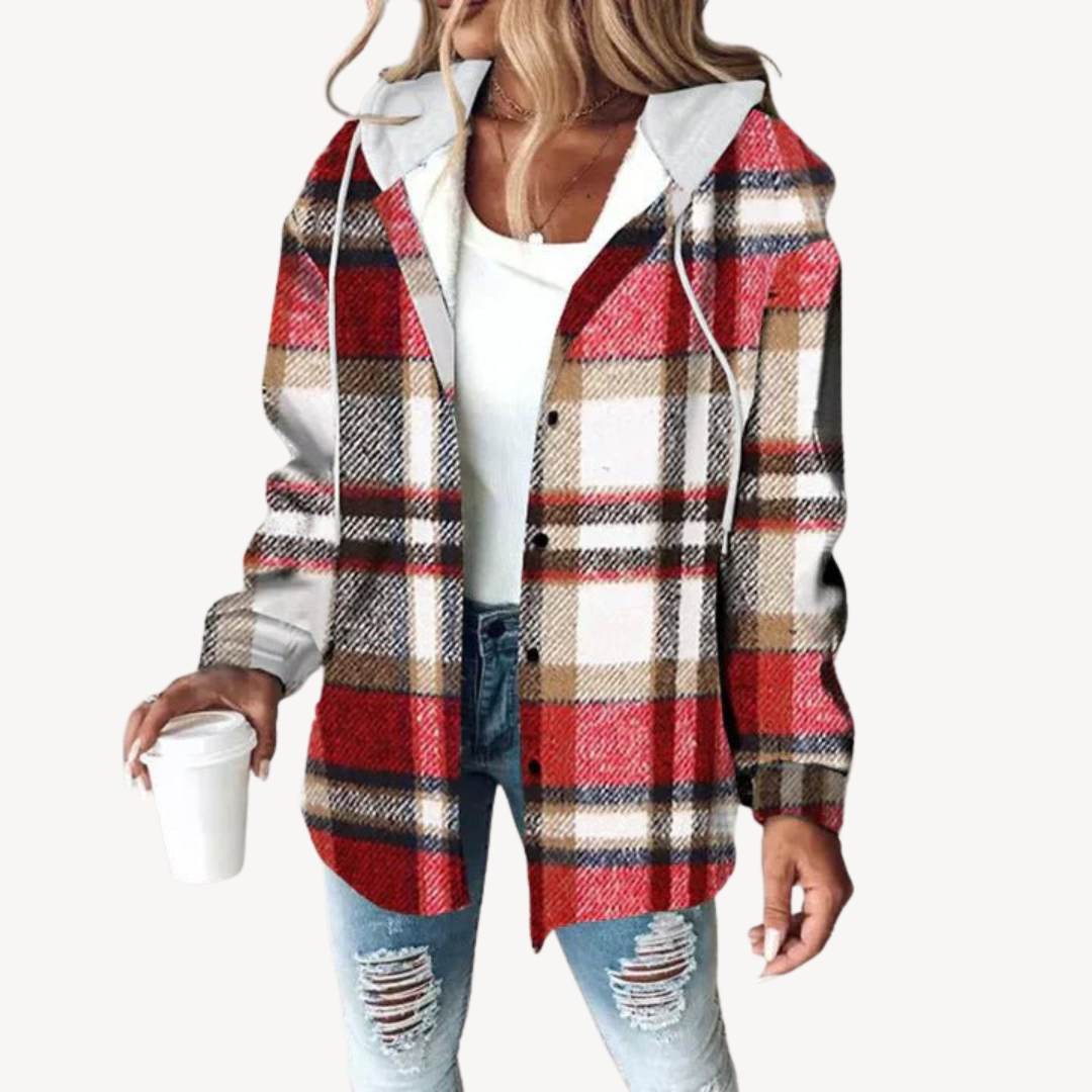 Plaid Hooded Shirt Jacket