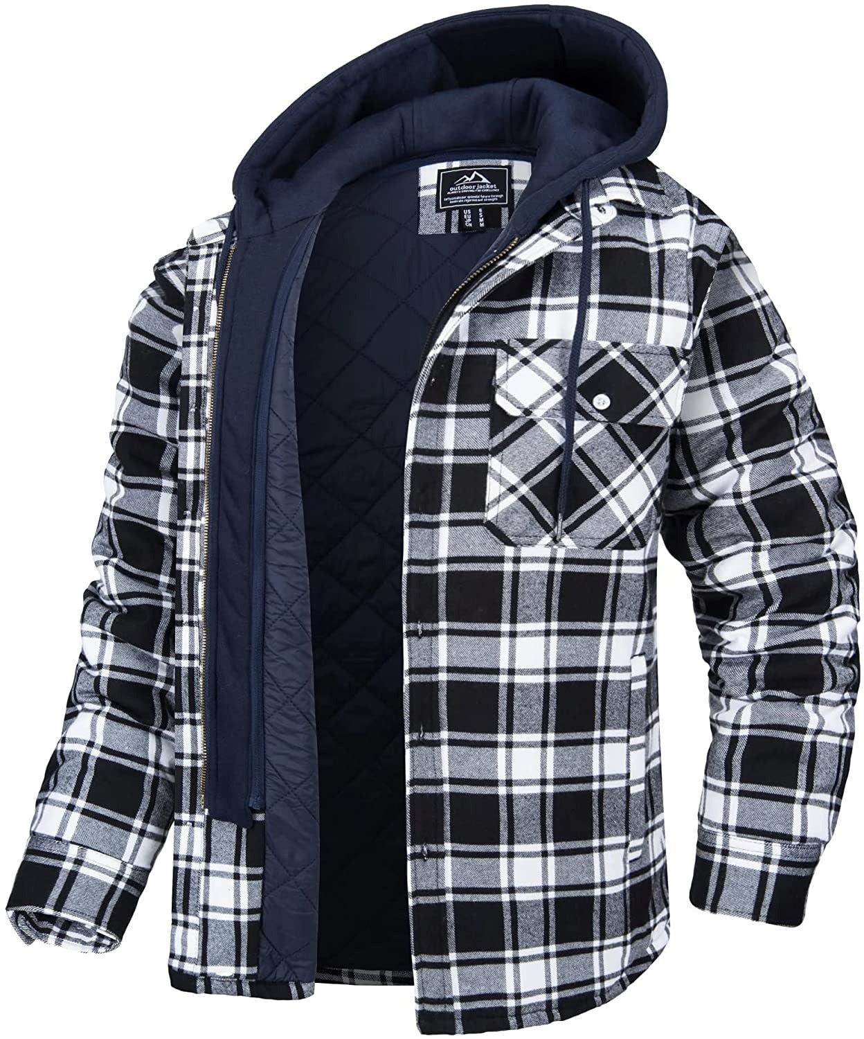 Checkered Men's Hoodie Vest with Warm Lining - Ethan