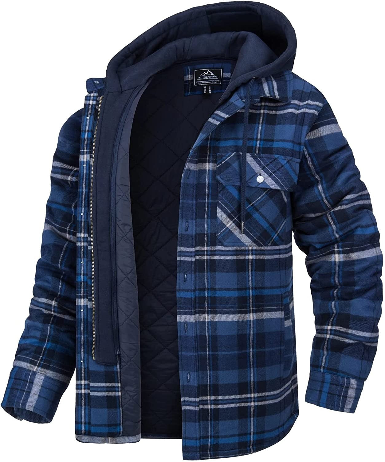 Checkered Men's Hoodie Vest with Warm Lining - Ethan