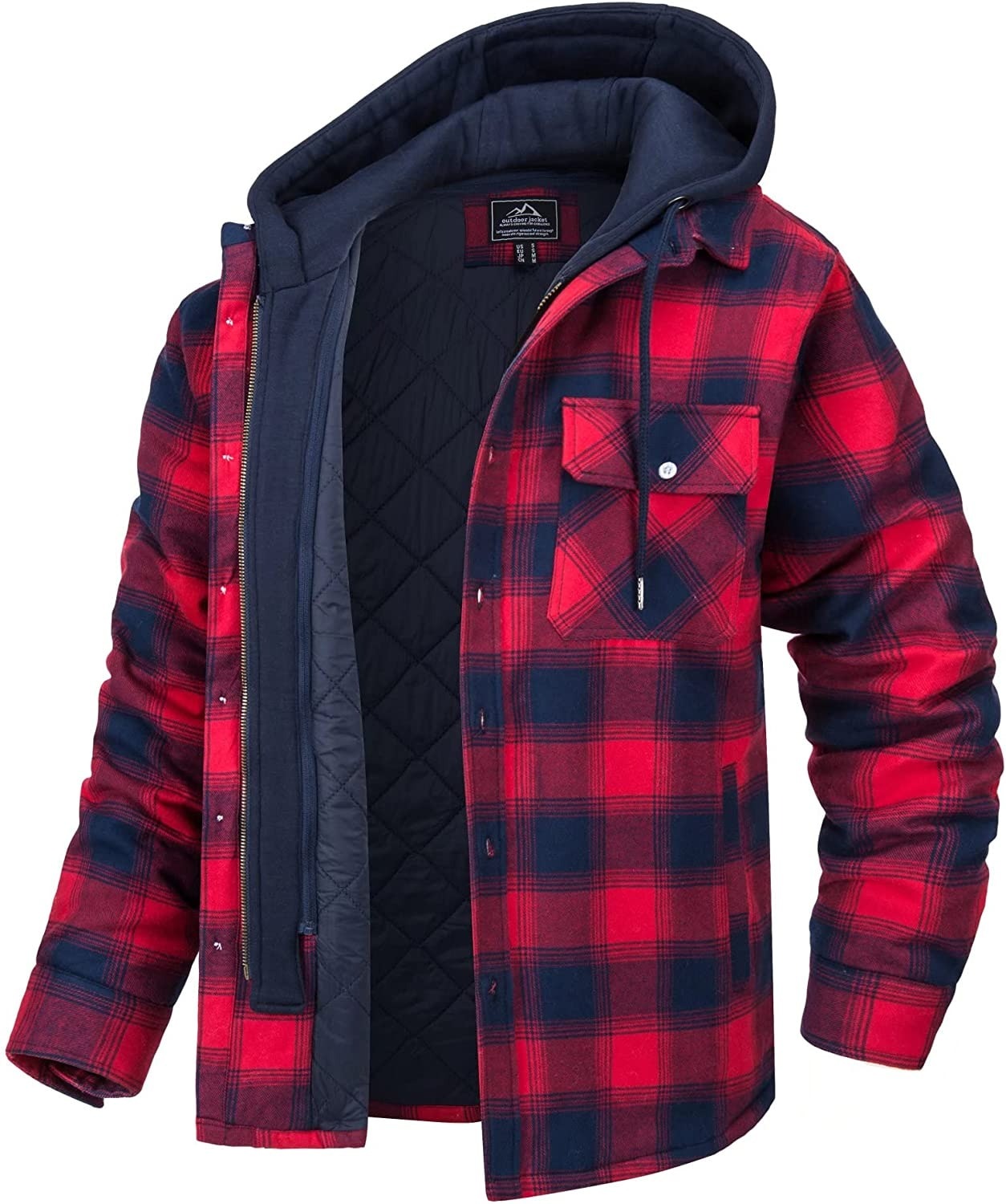 Checkered Men's Hoodie Vest with Warm Lining - Ethan