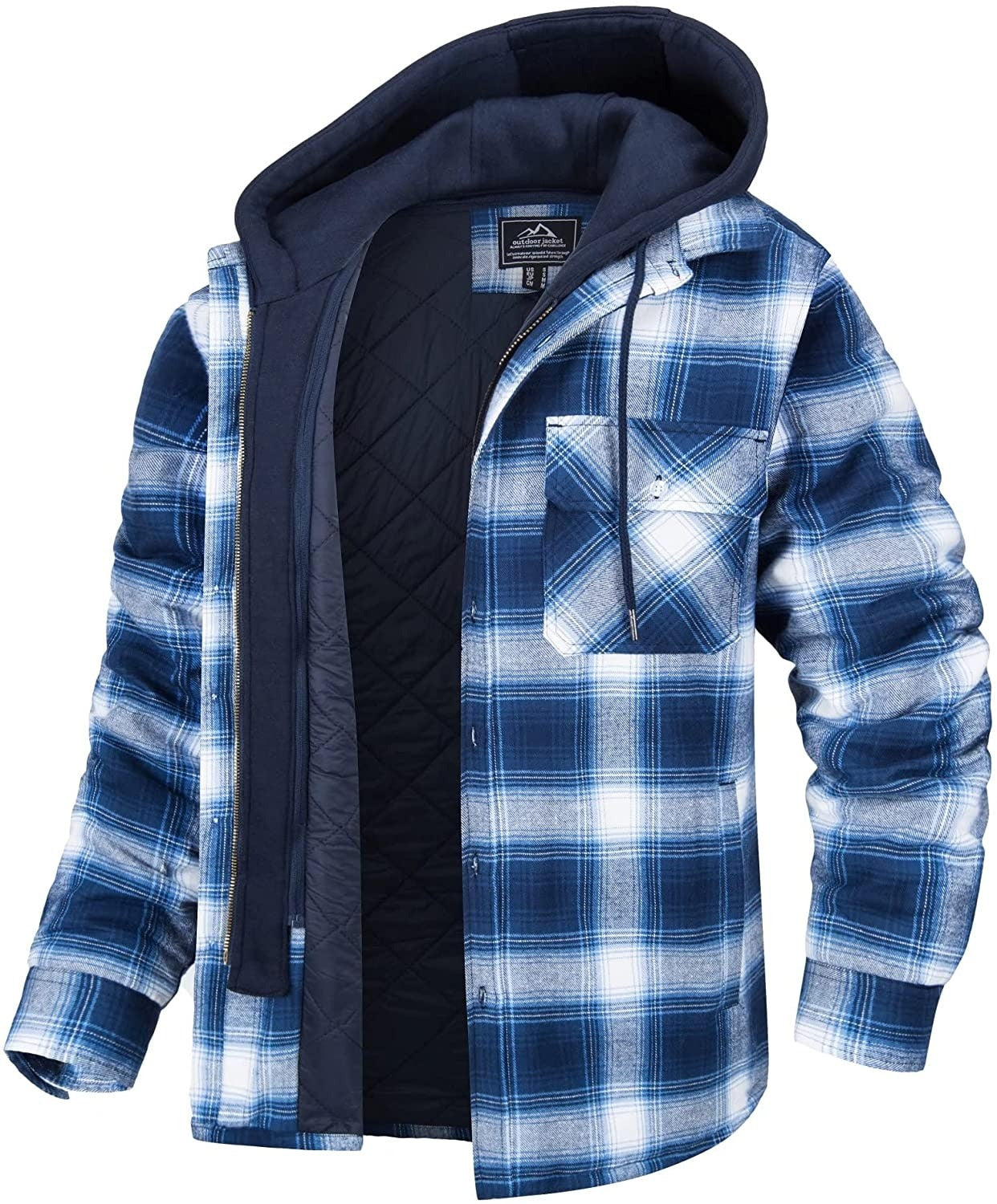 Checkered Men's Hoodie Vest with Warm Lining - Ethan