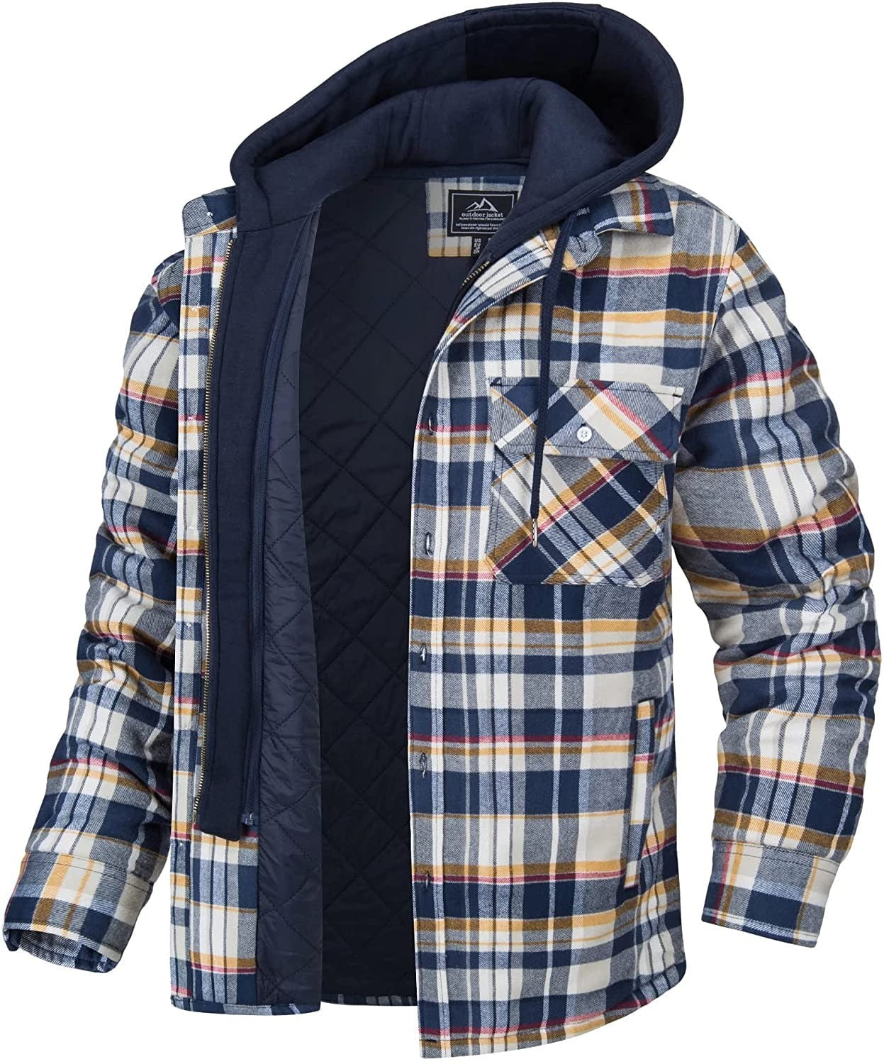 Checkered Men's Hoodie Vest with Warm Lining - Ethan