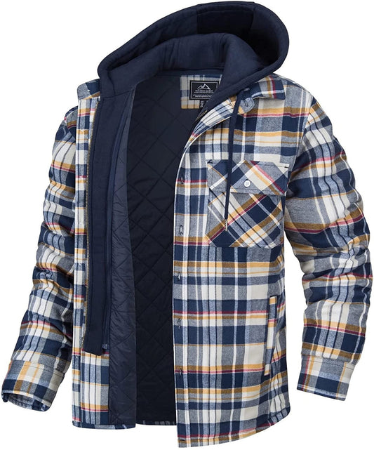 Checkered Men's Hoodie Vest with Warm Lining - Ethan