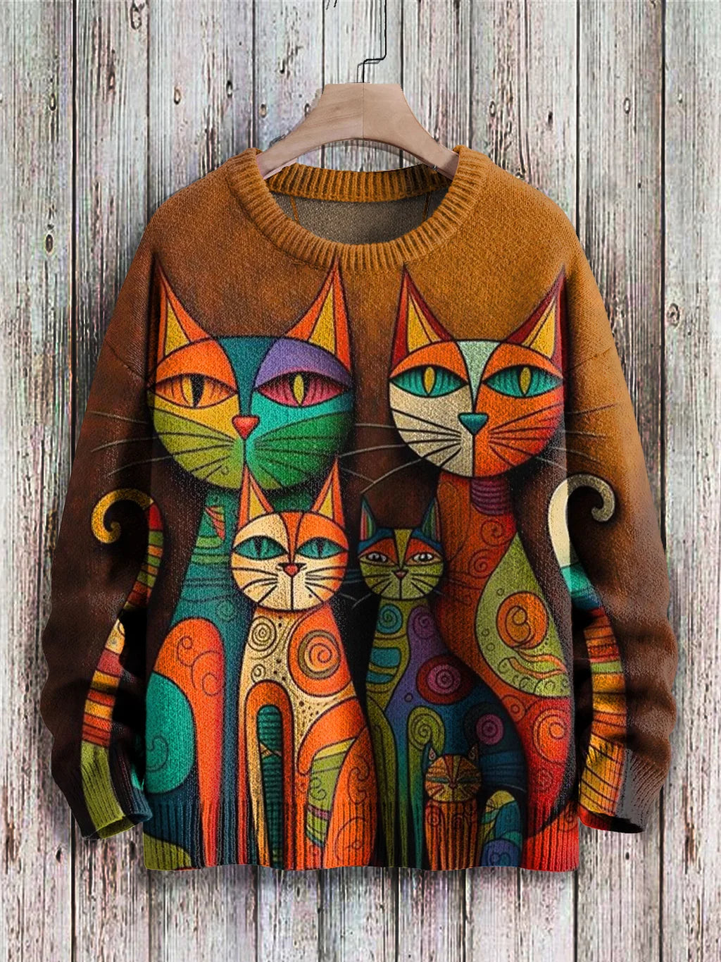Cheerful Cat Print Sweater for Women – Cleo