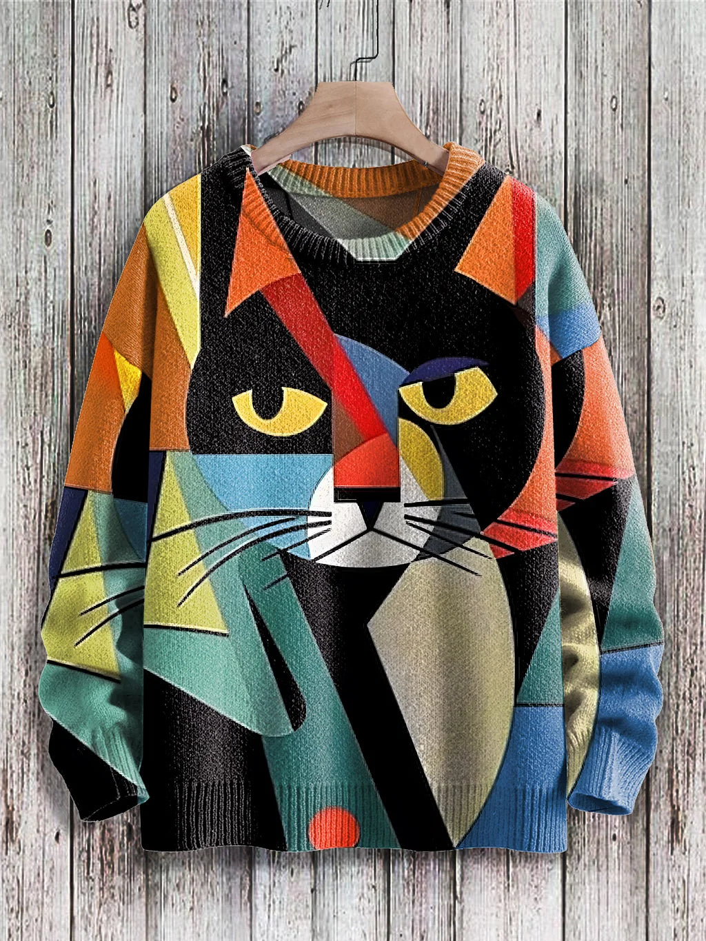 Cheerful Cat Print Sweater for Women – Cleo