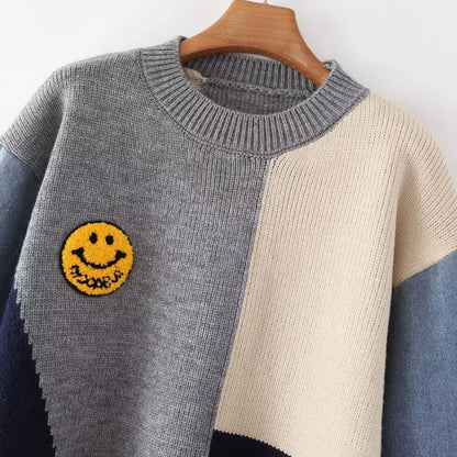 Cheerful Patchwork Sweater for Women - Liora