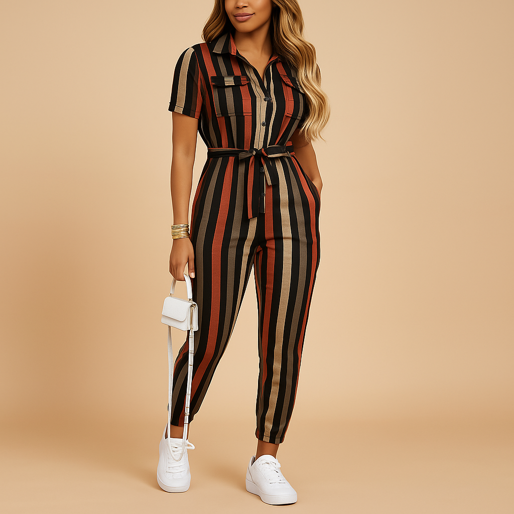 Fitted Ladies Jumpsuit with Front Buttons
