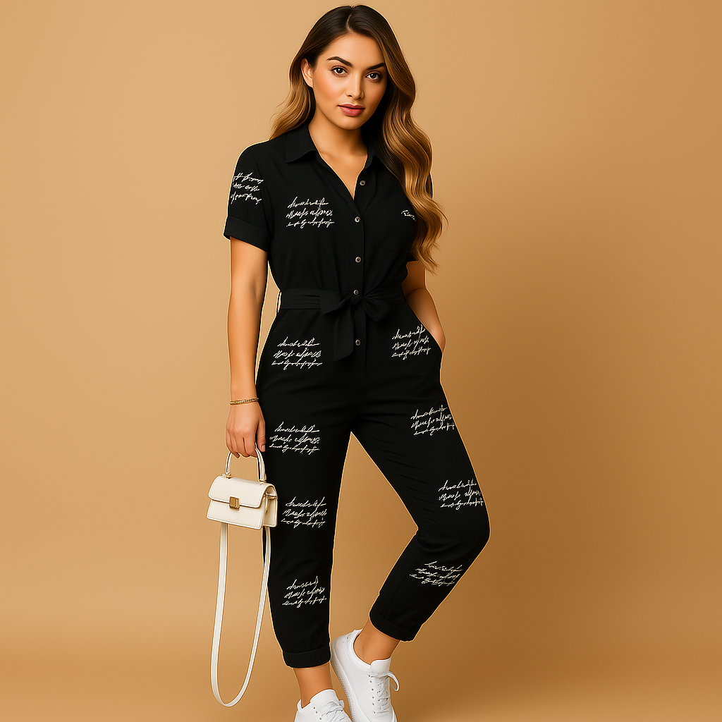 Fitted Ladies Jumpsuit with Front Buttons