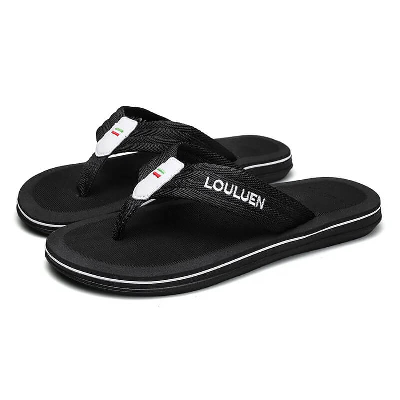 Massage Italian Flip Flops - Comfort Anti-Sweat Sandal Black