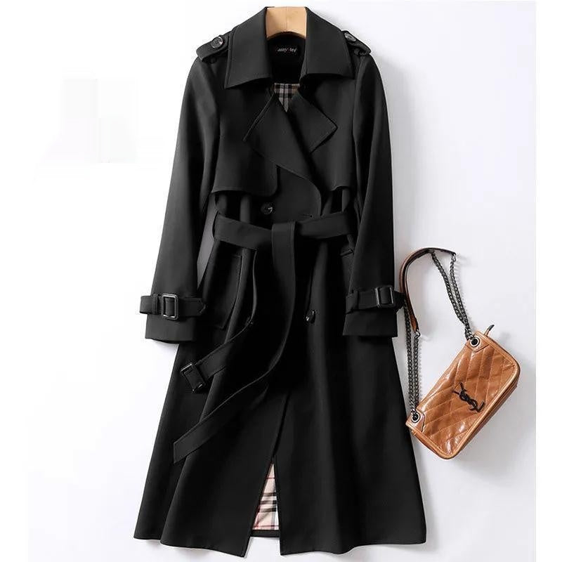 Relaxed Fit Belted Trench Coat for Women - BritishElegance