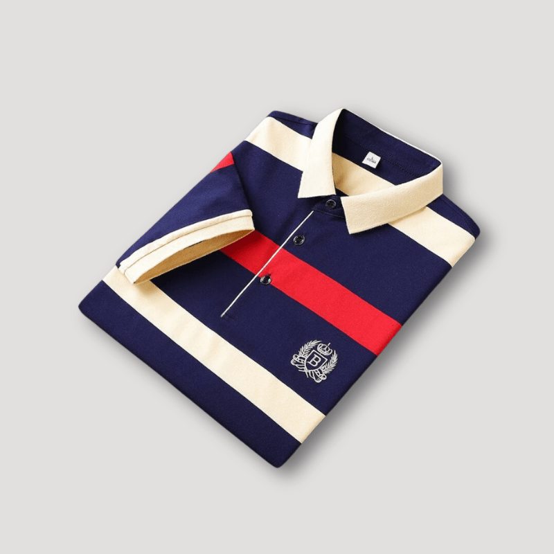 Classic Striped Polo Shirt for Men - BritishElegance