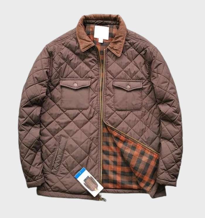 Men’s Quilted Barn Jacket with Corduroy Collar