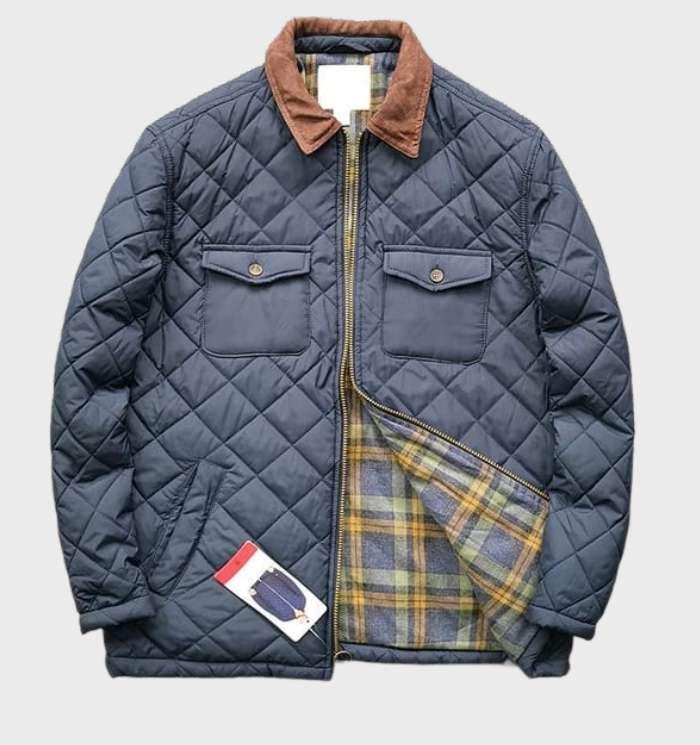 Men’s Quilted Barn Jacket with Corduroy Collar