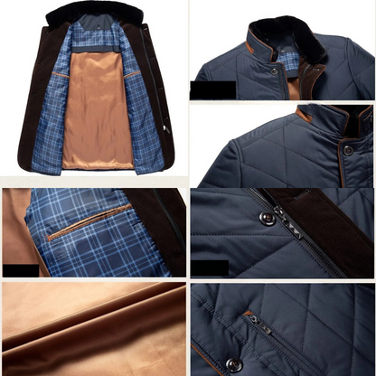 Men’s Quilted Winter Jacket with Faux Fur Collar