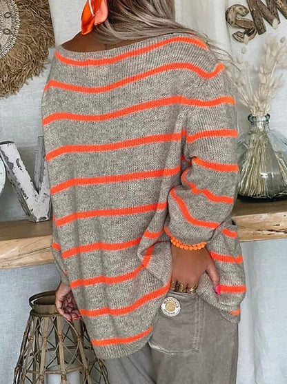 Comfortable Striped Women's Sweater - Clara