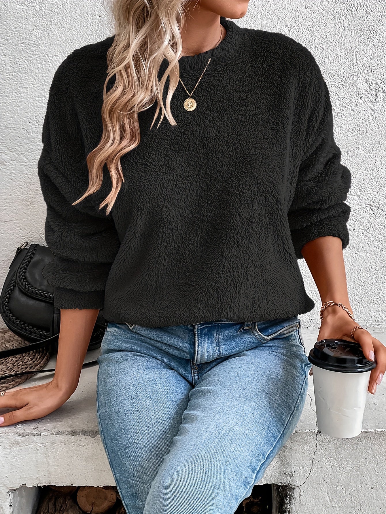 Comfortable Teddy Pullover Sweatshirt - Livia