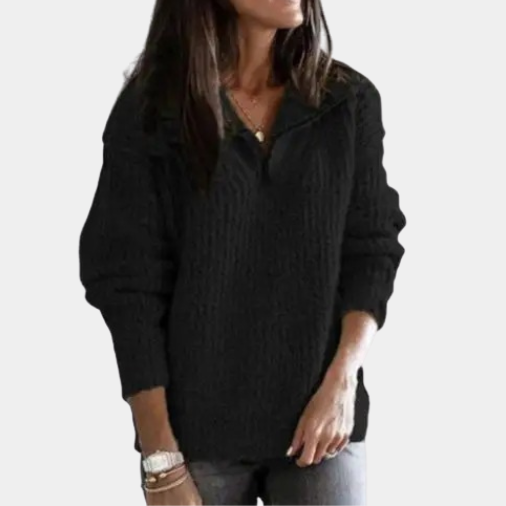 Comfortable Women's Jumper with Half Zip - Sofia