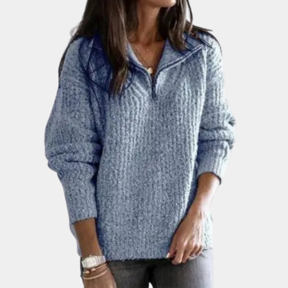 Comfortable Women's Jumper with Half Zip - Sofia