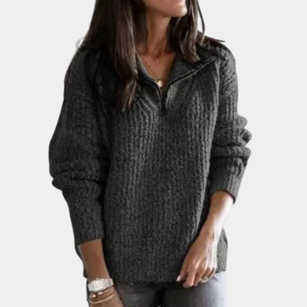 Comfortable Women's Jumper with Half Zip - Sofia