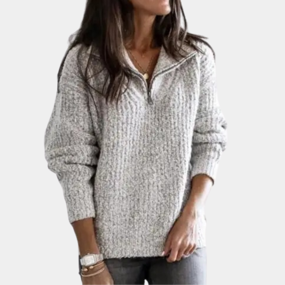 Comfortable Women's Jumper with Half Zip - Sofia