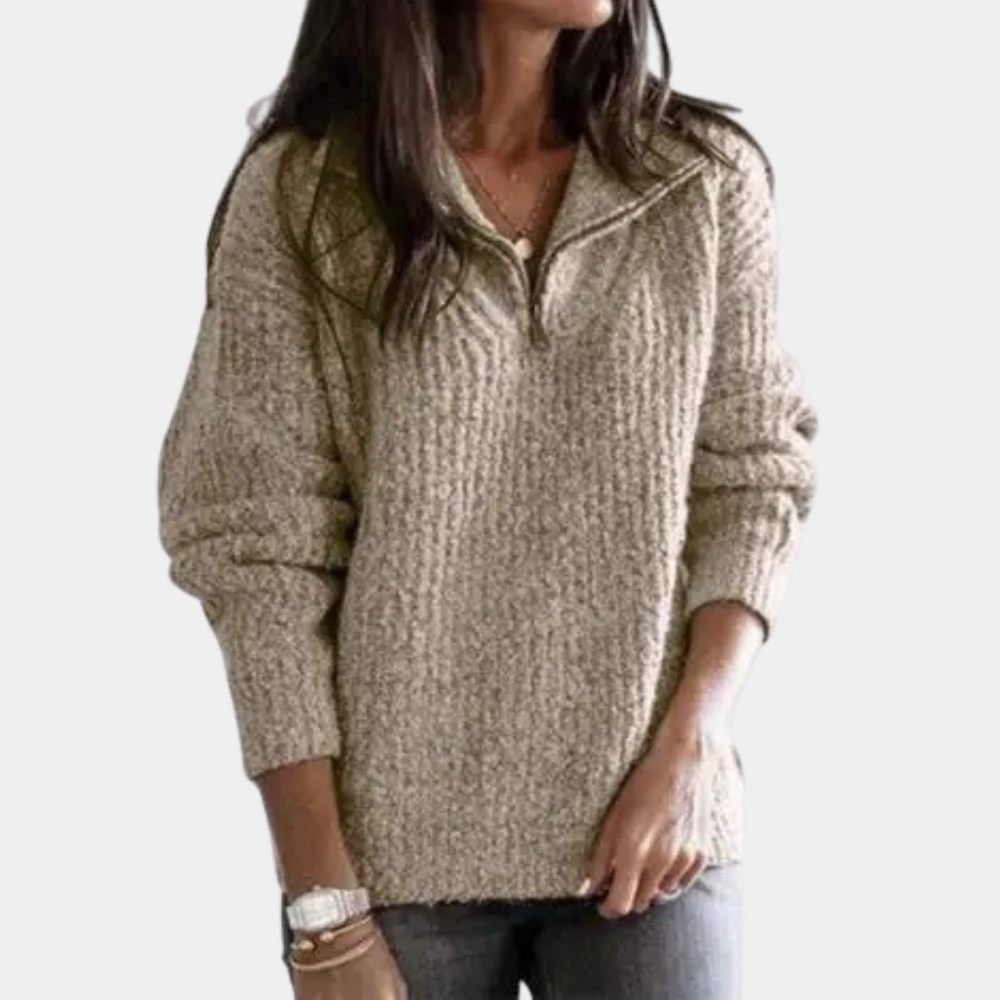 Comfortable Women's Jumper with Half Zip - Sofia