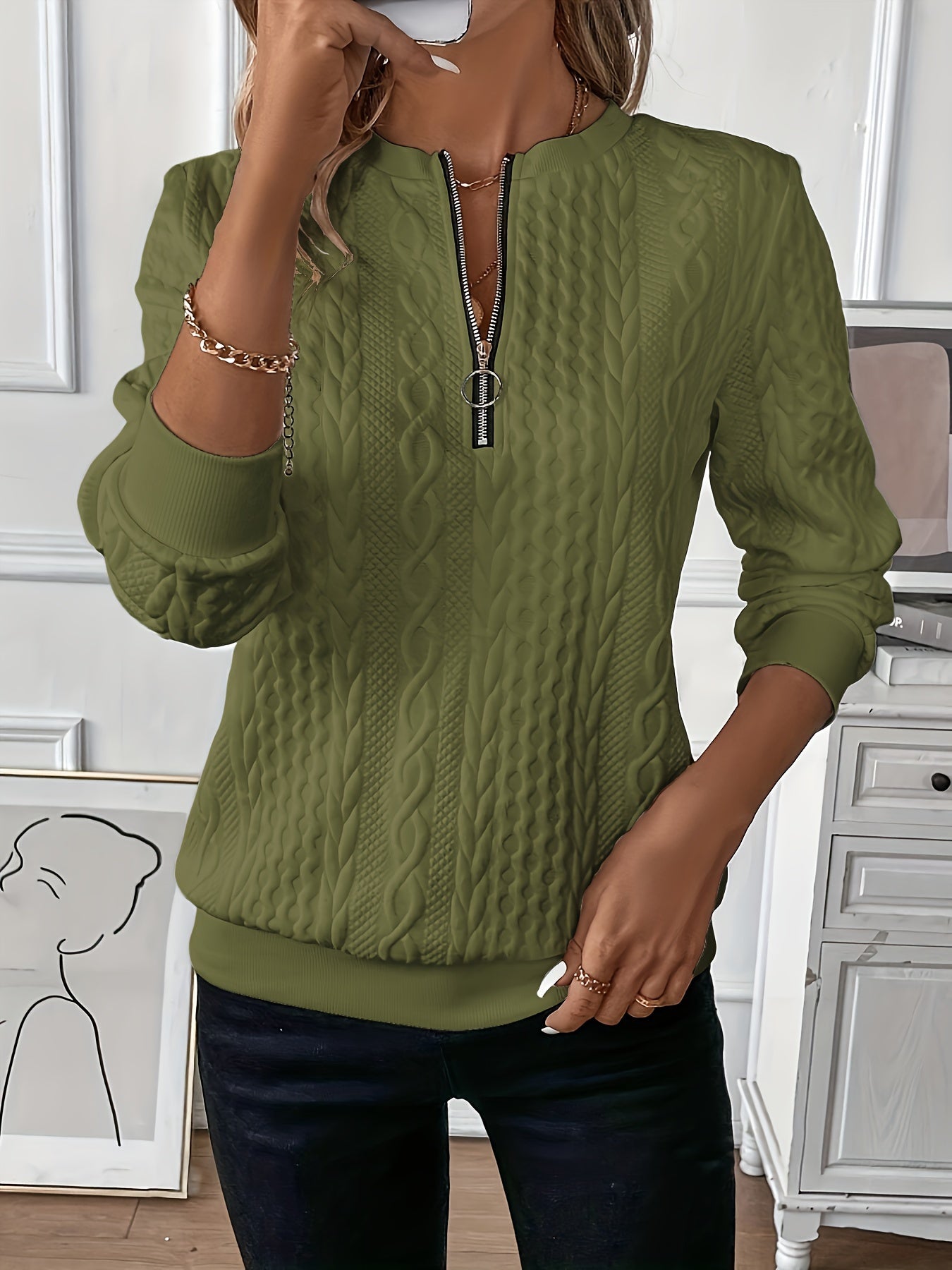 Comfortable Zippered Women’s Sweater – Ella