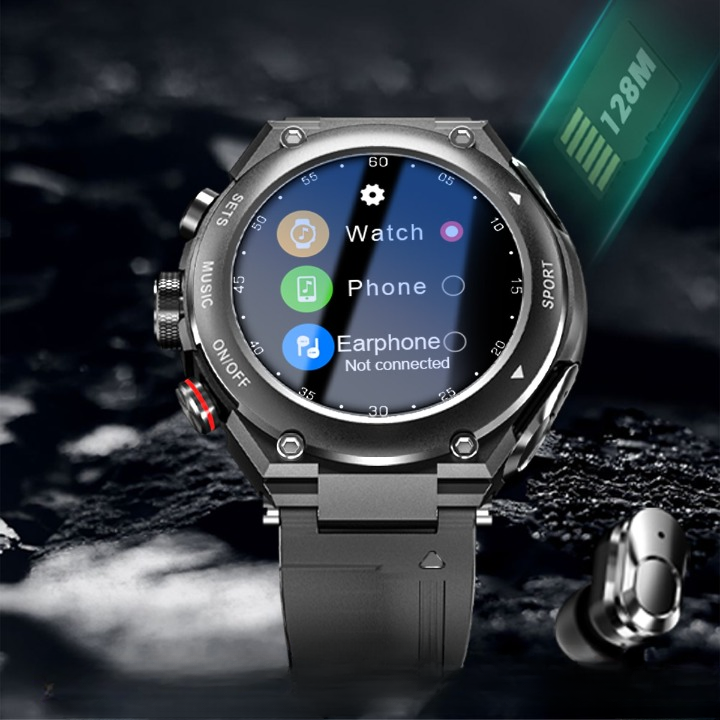 Complete Smartwatch with Built-in Wireless Earbuds - AlphaX