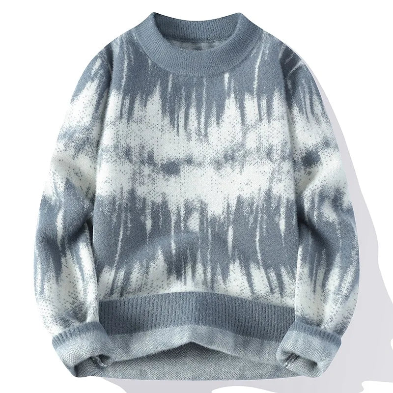 Casual Fit Mens Tie Dye Crew Neck Sweater - BritishElegance