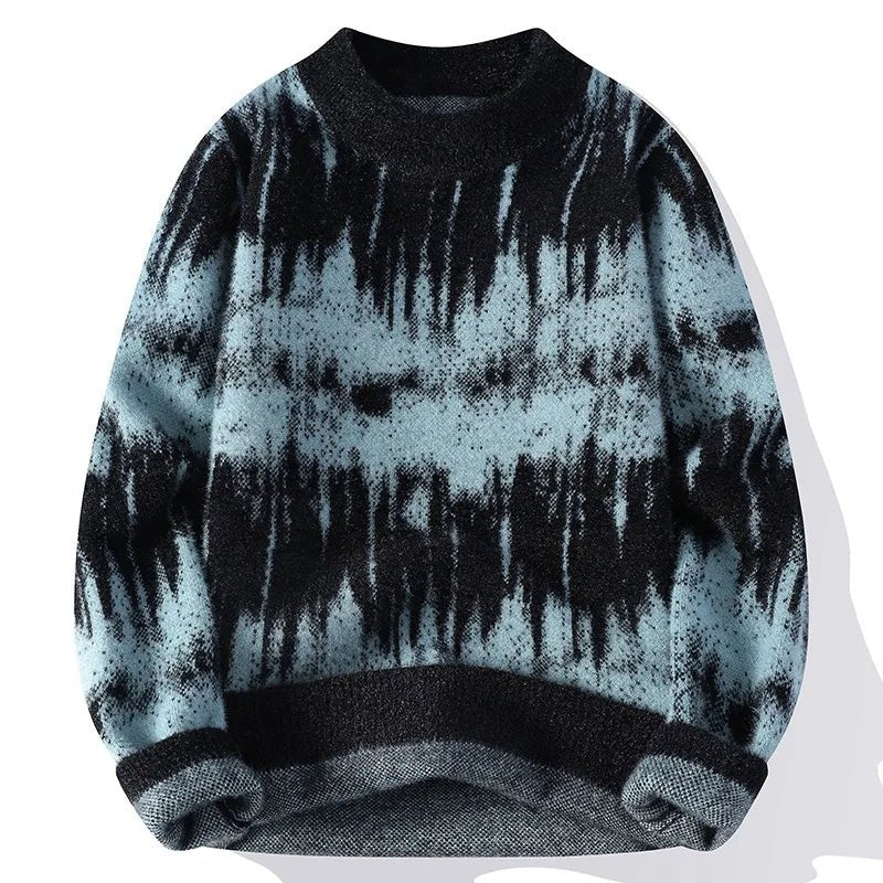 Casual Fit Mens Tie Dye Crew Neck Sweater