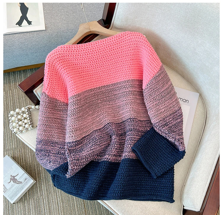 Cosy Plus Size Lazy Day Patch Colour Sweater