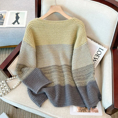 Cosy Plus Size Lazy Day Patch Colour Sweater