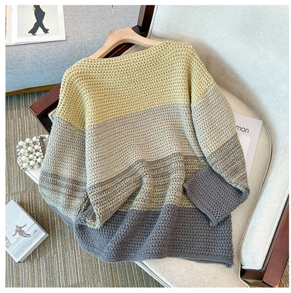 Cosy Plus Size Lazy Day Patch Colour Sweater