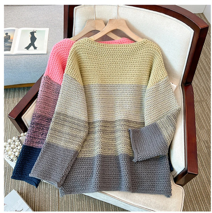 Cosy Plus Size Lazy Day Patch Colour Sweater