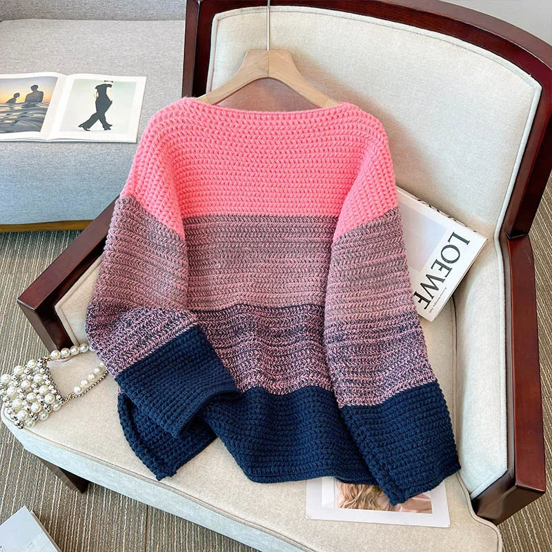 Cosy Plus Size Lazy Day Patch Colour Sweater