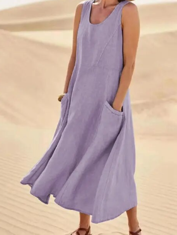 Stylish Ladies Summer Casual Dress with Pockets