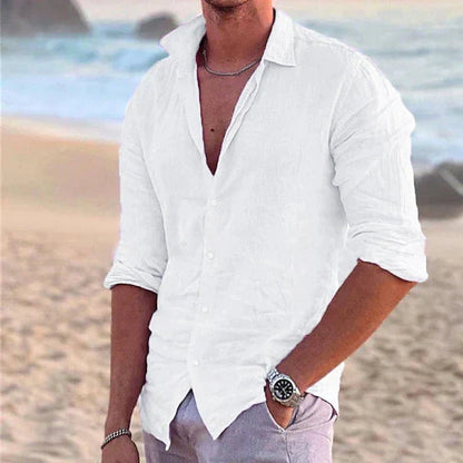 Zander | Men’s Linen Shirt – Cotton-Linen Blend Casual Summer Button-Down