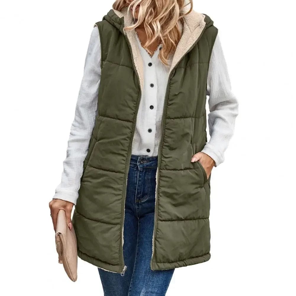 Warm Hooded Puffer Vest for Women - BritishElegance