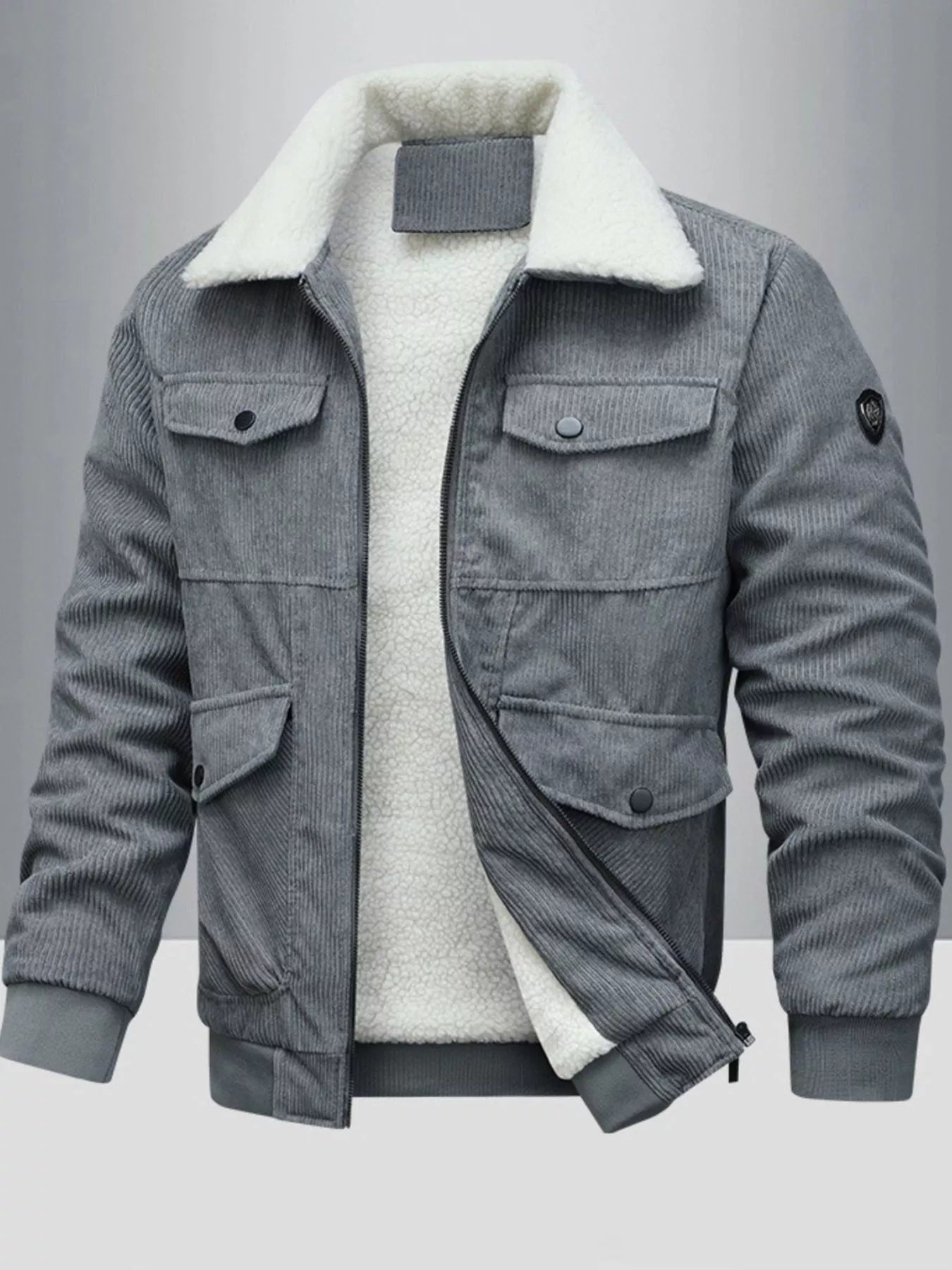 Big and Tall Fleece Lined Corduroy Coat - BritishElegance