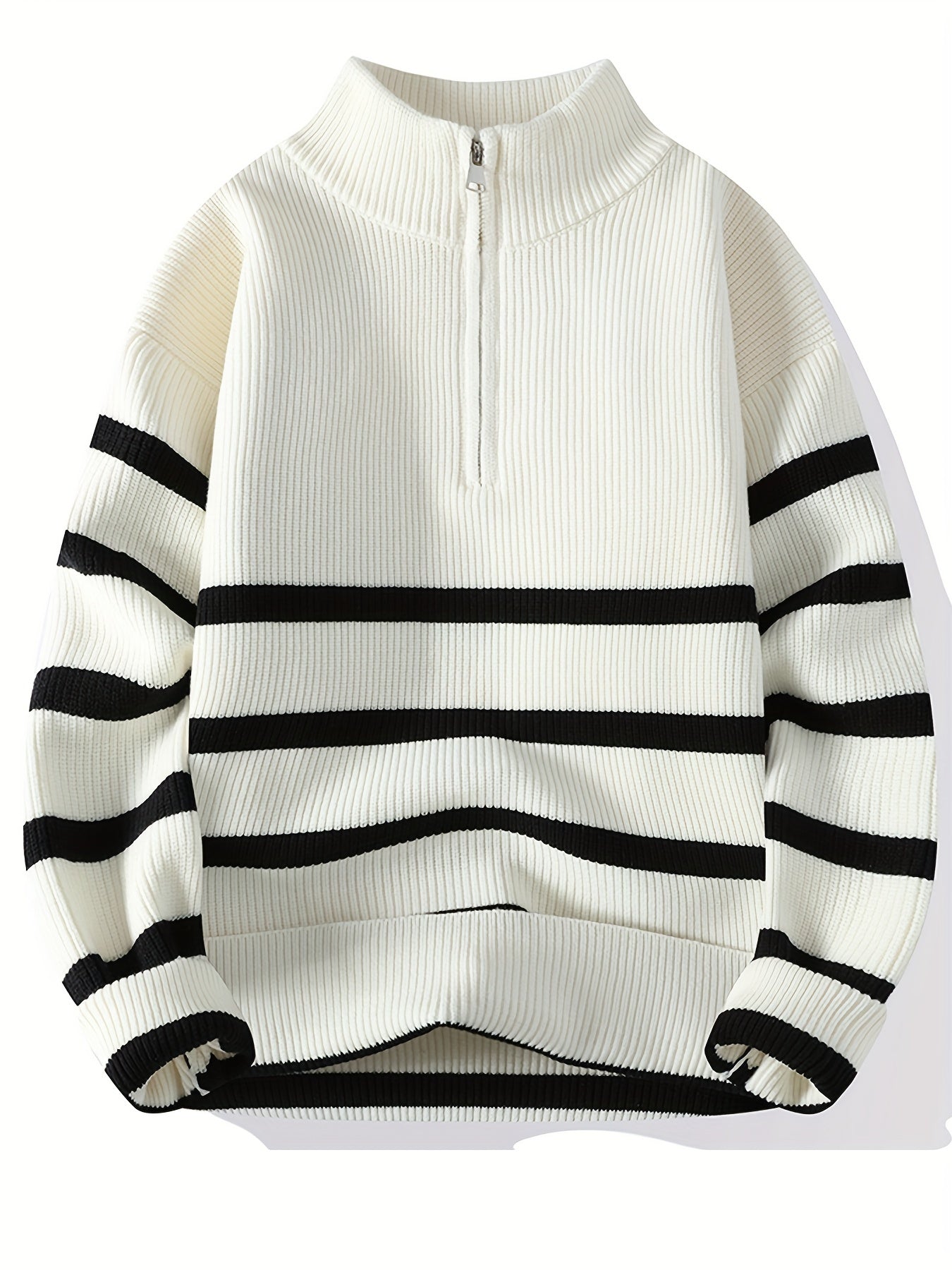 Warm Crew Neck Striped Winter Sweater