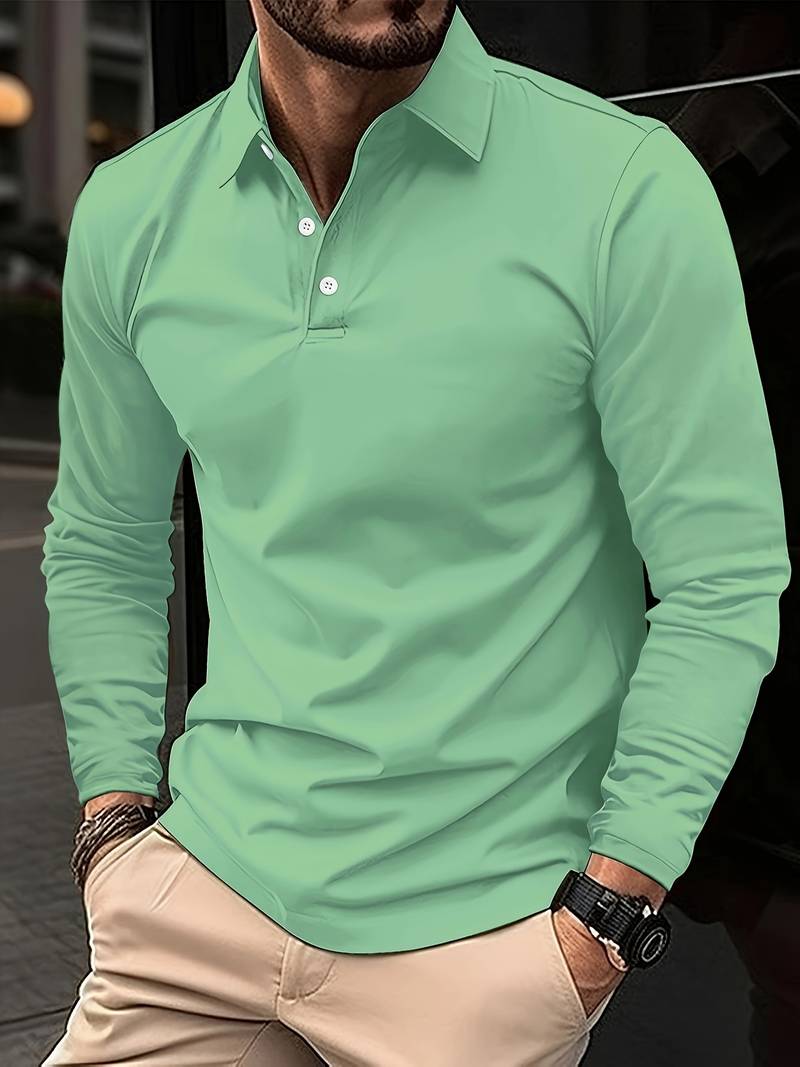 Long-sleeve golf shirt by Joshua: comfortable stretch fabric