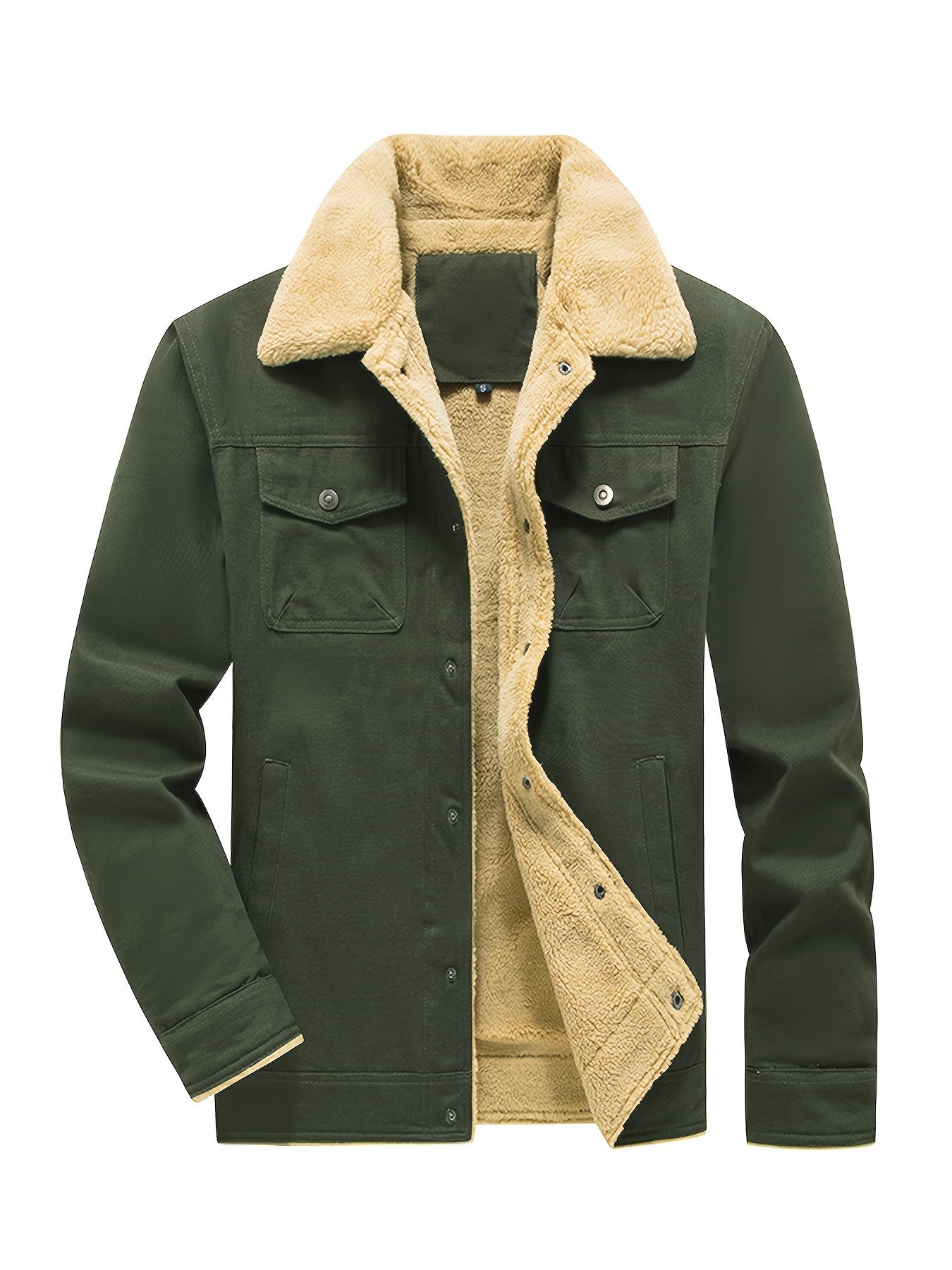 Cozy Mens Fleece Lined Winter Coat with Pocket - BritishElegance