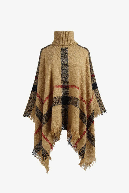 Chic Tassel Edge Boatneck Poncho Cape