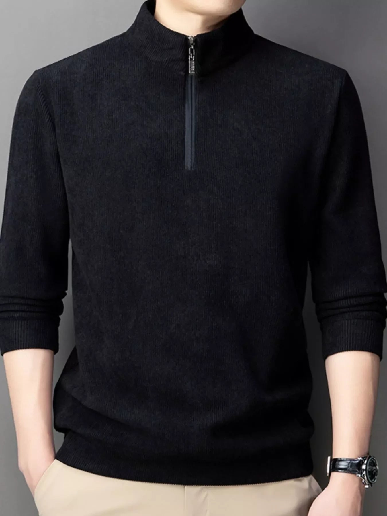 Big and Tall Corduroy Zipper Sweatshirt