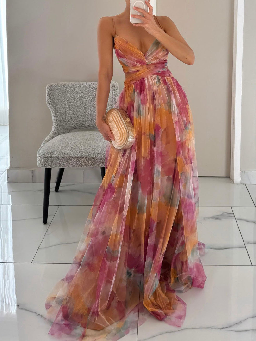 Beautiful Floral V-Neck Maxi Dress