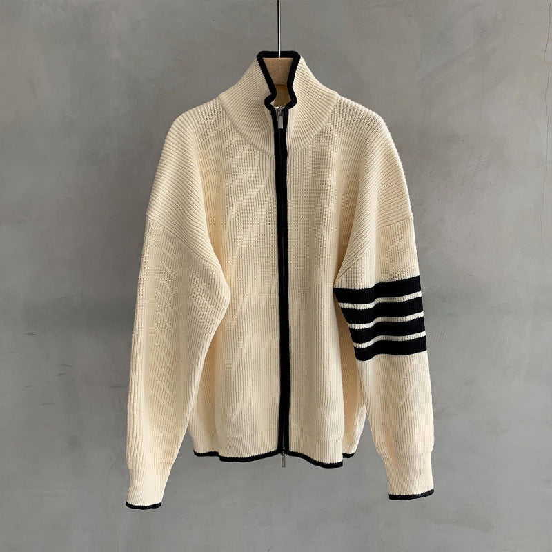 Classic Men's Striped Zip Sweater