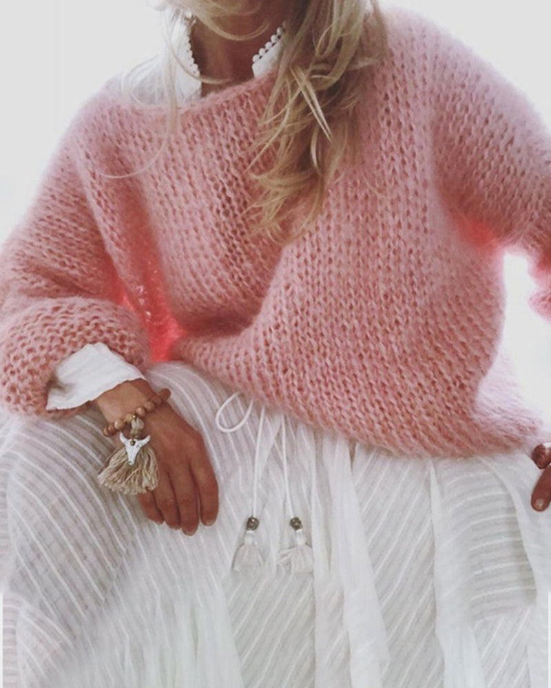 Comfy Women's Pink Relaxed Fit Sweater - BritishElegance